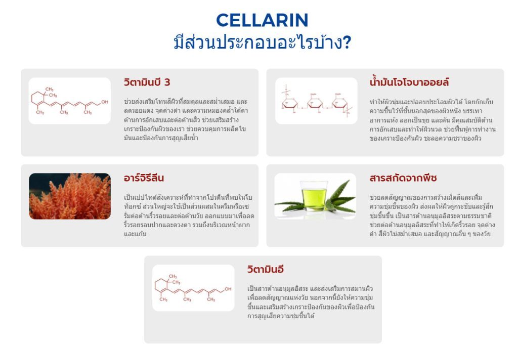 ส่วนผสมสำคัญใน Cellarin – ล้ำหน้า แต่ปลอดภัย 100%