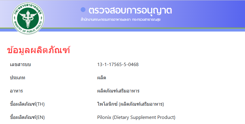Pilonix FDA